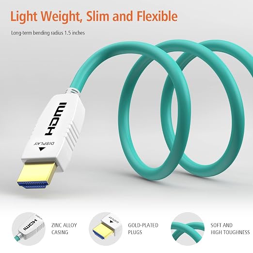 RUIPRO 8K Fiber Optic HDMI Cable 65 Feet 48Gbps 8K60Hz 4K120Hz Dynamic HDR eARC HDCP2.2/2.3 for RTX4080/4090/3080/3090, Xbox S/X, PS5/4, AVR, Projector, LG/Samsung/Sony TV
