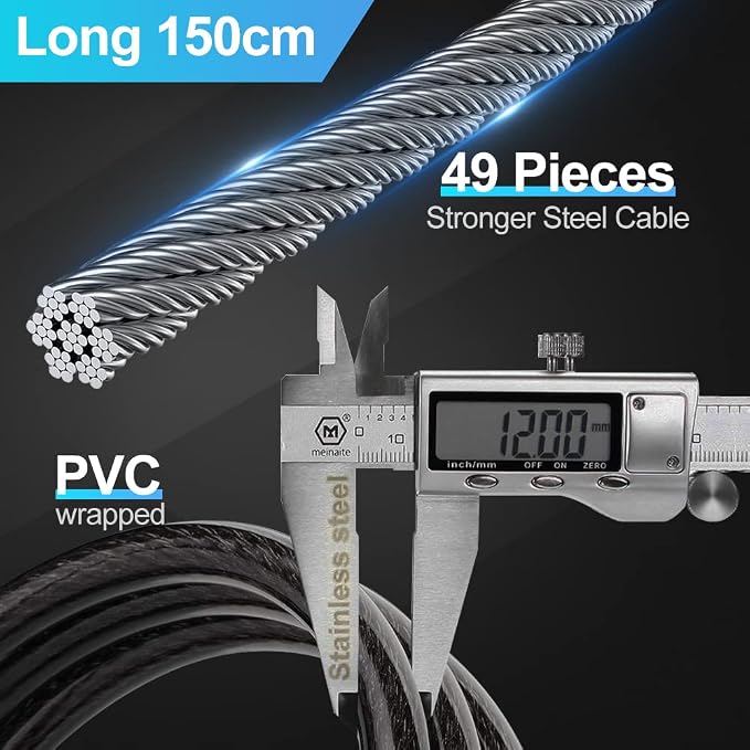 Fingerprint Bike Cable Lock, eLinkSmart 59'' Waterproof Heavy Duty Electric Smart Cable Lock with Key App iWatch Unlock for Bicycle Scooter Motorcycle Door Fence Gate Phone