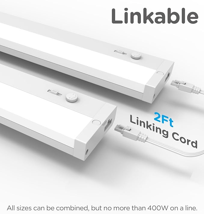 LED Under Cabinet Lighting Hardwired Or Plug in,18 Inch11W 1100LM Super Bright,Dimmable With Dimmer,120V 5CCT 2700/3000/3500/4000/5000K, Linkable Cabinet Light,Under Counter Lights for Kitchen