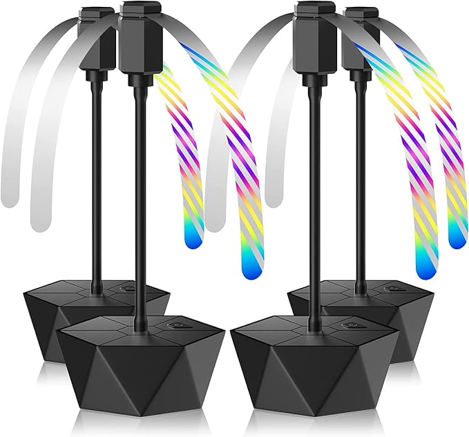Portable Battery Powered Fly Fans for Tables Up to 15 Hours Working Time, 4-Pack Indoor Outdoor Food Fan with Flexible Goose-Neck Blades for Home Restaurant Party Picnic Patio BBQ, Jet Black
