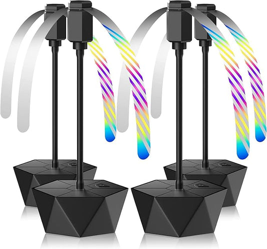 Portable Battery Powered Fly Fans for Tables Up to 15 Hours Working Time, 4-Pack Indoor Outdoor Food Fan with Flexible Goose-Neck Blades for Home Restaurant Party Picnic Patio BBQ, Jet Black