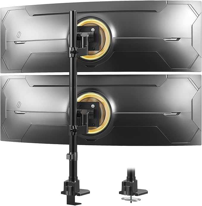Dual Monitor-Arm Ultrawide Heavy Duty - 24-57 inch Vertical Dual Monitor Mount, Adjustable Stacked Double Monitor Desk Mount Stand, Max Load 59.4 lbs (per Arm), VESA 75/100 mm, Black