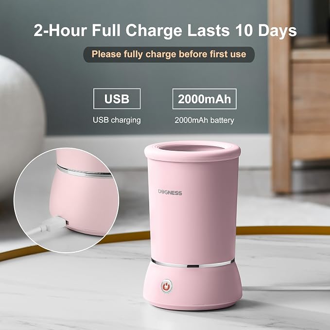 DOGNESS W01 Automatic Dog Paw Cleaner for Small to Medium Dogs (Light Pink) | Original Design | Premium Thick Materials | Rechargeable