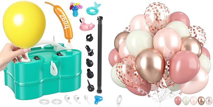 Electric Balloon Pump and Dusty Pink Balloons