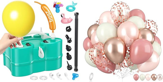 Electric Balloon Pump and Dusty Pink Balloons