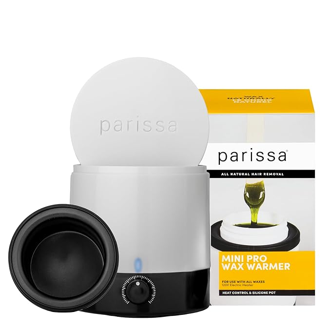Parissa Mini Electric Hair Removal Wax Warmer for At-Home Waxing with Silicone Cup for All Hair Removal Waxes, Face, Bikini, Leg, and Body, Simple to Use