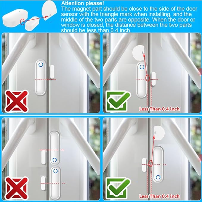 Caregiver Pager Door Alarms for Dementia Patients/Kids Safety/Home Security,Wireless Door Alarm Sensor for Elderly/Business/Home/Store (Three Sensor Two Receiver)