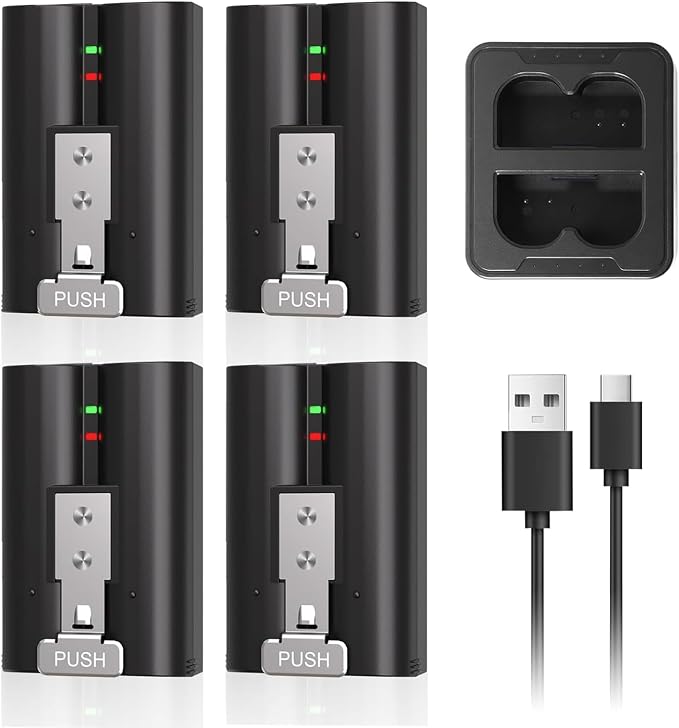 4Pack Ring Battery, Replacement Li-ion Battery 3.65V 6040mAh with Charger Station Ring Camera Batteries for Rings-Doorbell Camera 3/4 Stick Up Cameras Spotlight Cam Indoor/Outdoor Use