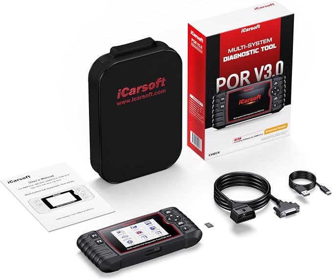 Bidirectional Diagnostic Tool for Porsche/BMW, iCarsoft POR V3.0 (Enhanced Ver) All System OBD2 Scanner Code Reader for Porsche, for BMW, Auto VIN