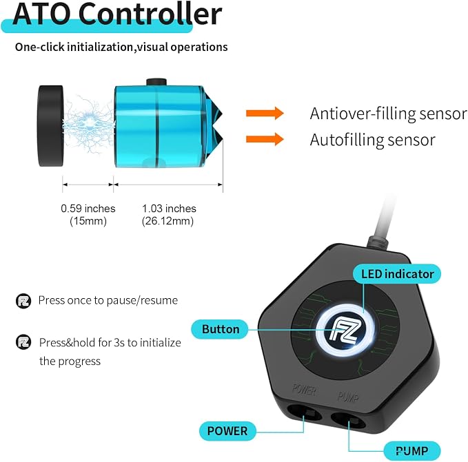 FZONE Aquarium ATO with Controller, QST2.0 Auto Top Off System for Saltwater Aquarium & Freshwater Aquarium