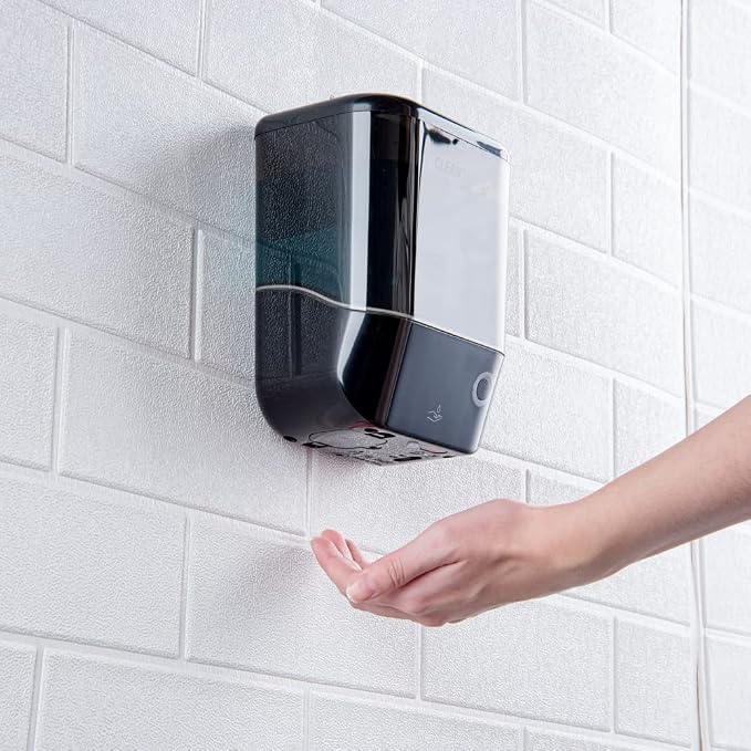 Restaurantware Clean Tek Professional 34 Ounce Automated Soap Dispenser 1 Touchless Wall-Mountable Soap Dispenser - With Security Key Black Plastic Soap Dispenser Transparent For Liquid Soap