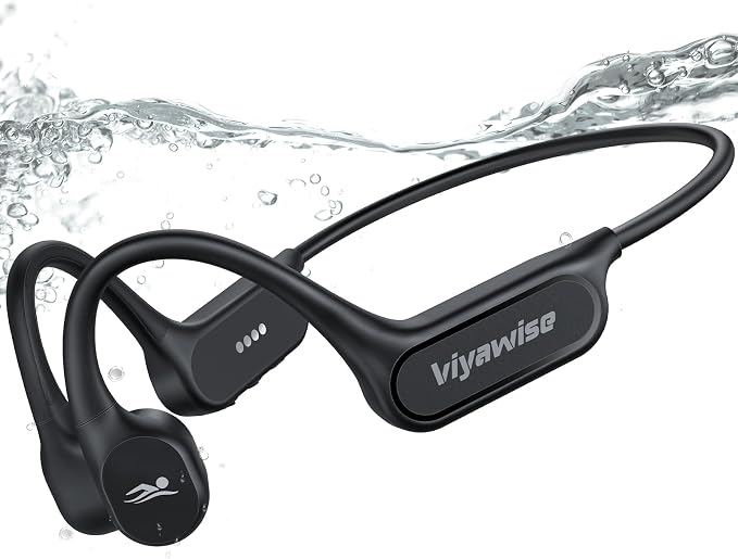 B11 Bone Conduction Headphones, IP68 Waterproof Earbuds for Swimming, 32GB & Bluetooth 6.0 Wireless Underwater Open Ear Headphones with Mic for Sport