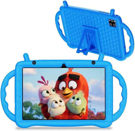 Kids Tablet 10 inch Android 14 with Shockproof Handle Cace, Octa-Core 10GB+64GB, 1280 x 800 HD Display, Parental Controls, 6000mAh Battery, WiFi, BT 5.0, Gift for Boy Girl（Blue）