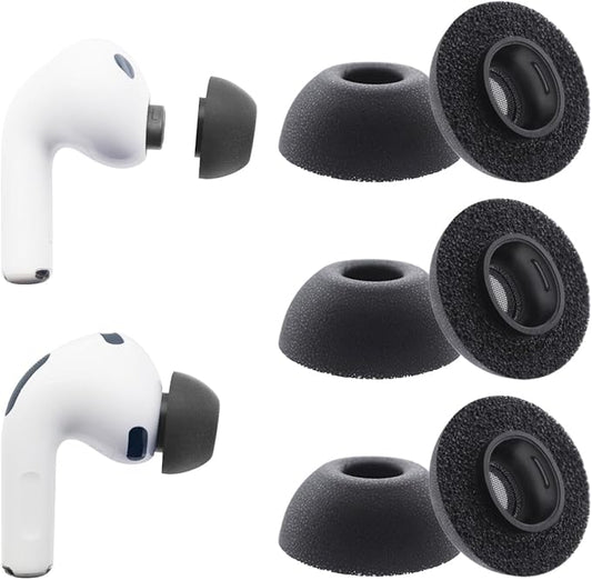 Klowcok Replacement Memory Foam Ear Tips for AirPods Pro 3 Wireless Earbuds, Compatible with AirPods Pro 3rd Generation 2025, Fit in The Charging Case, 3 Pairs Black (Large)