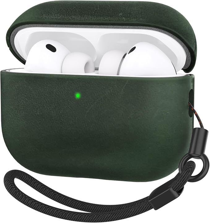 for AirPods Pro 3 Case, Handcrafted Vintage Genuine Leather Shockproof Cover Accessories with Lanyard Compatible with Apple AirPods Pro 3rd Generation 2025