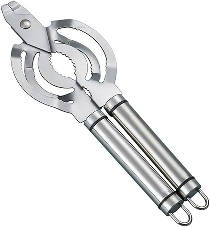 Stainless Steel Can Opener Adjustable Jar Lid Gripper Labor-Saving Multifunctional Bottle Opening Tool Picnic(Silver)