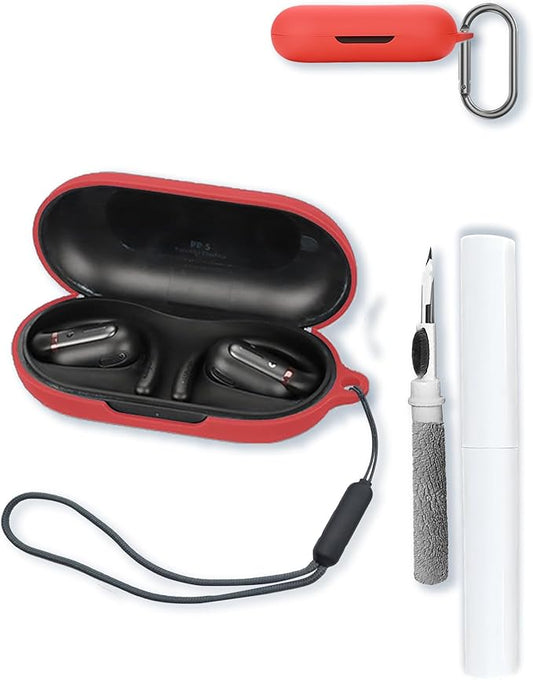 Case for Soundcore V30i True Wireless Earbuds,Soft Protective,BOVUGAC Silicone Case Cover with Keychain & Cleaning Kit & Lanyard for Anker V30i-Red