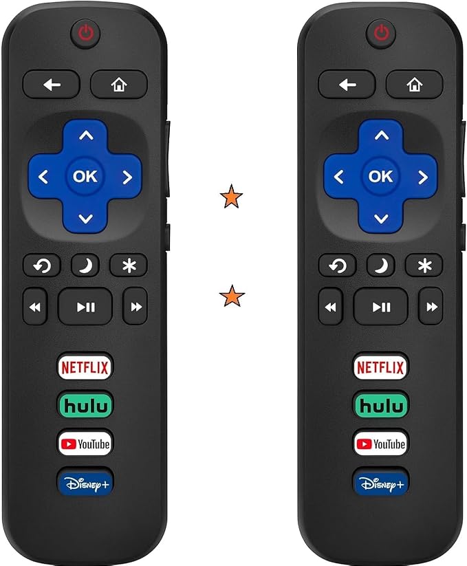(Pack of 2) Replacement Remote Control for All Roku TV, Compatible with TCL Roku, Hisense Roku, Onn Roku Smart TVs 2-Year Warranty, for Roku TV Remote (Not for Roku Stick or Roku Player)