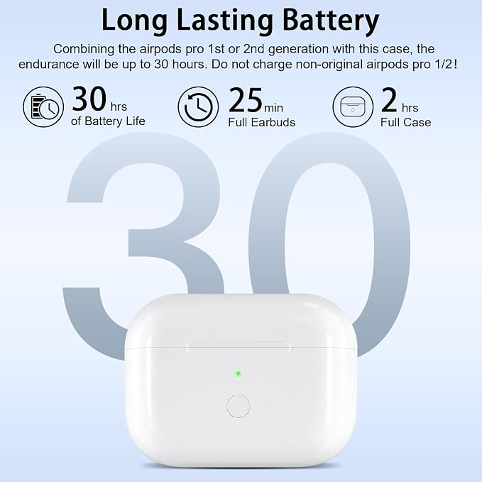 Wireless Charging Case Replacement Compatible with AirPod Pro 1st & 2nd Generation, Air Pod Pro 1 2 Charger Case with Bluetooth Pairing Sync Button,with USB-C Charging