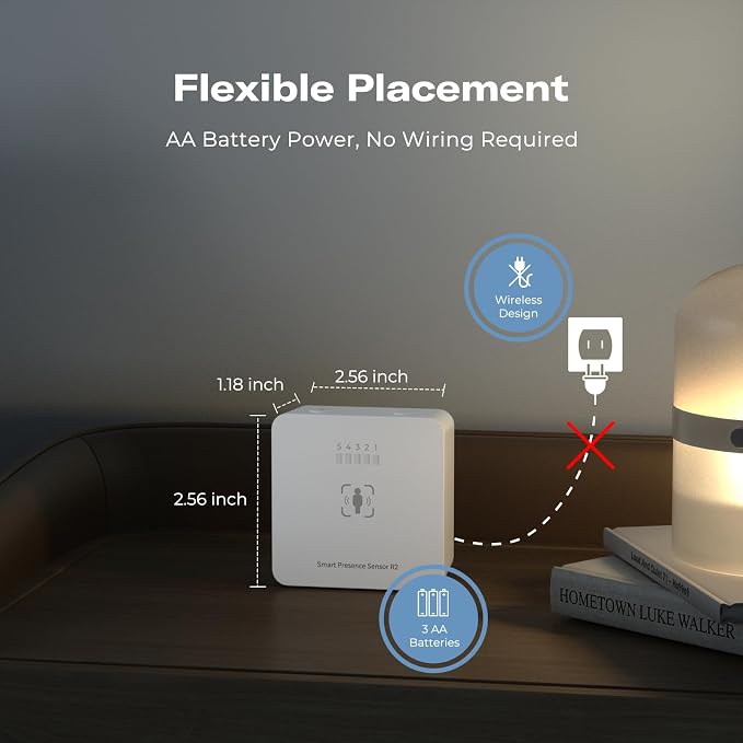 THIRDREALITY Presence Sensor R2,24GHz mmWave Radar,Adjustable Sensitivity,Zigbee Hub Required,Battery Powered,Support Home Assistant,SmartThings,Homey or Echo Devices with Built-in Zigbee hub