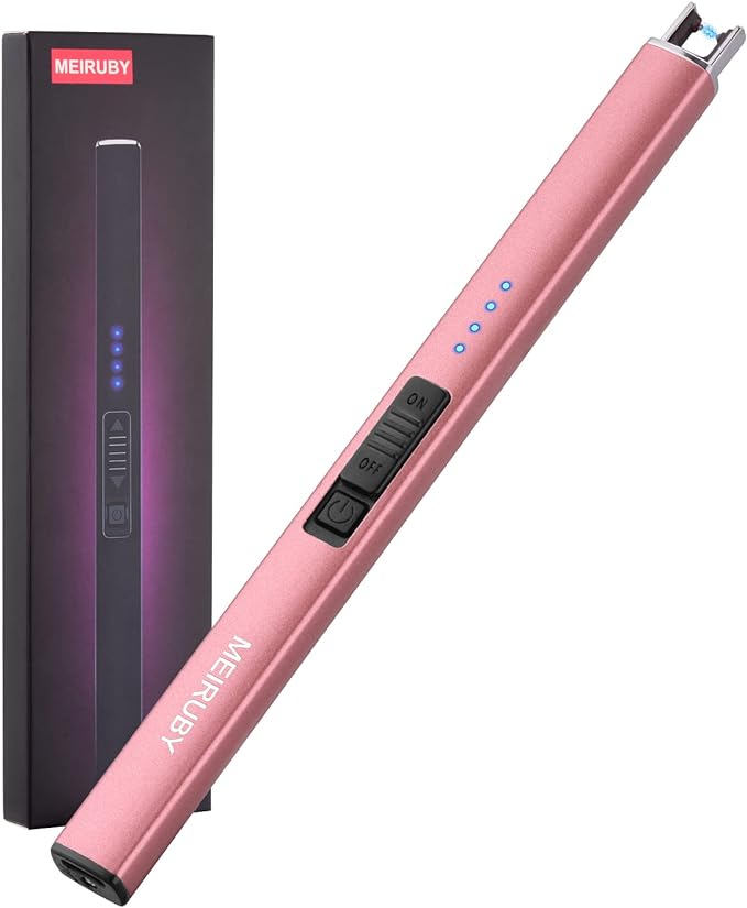 MEIRUBY Lighter Electric Candle Lighter, Birthday for Women Men Mom Wife Sister, Rechargeable USB Arc Lighters for Candle Camping BBQ
