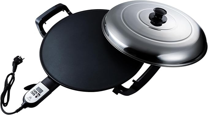 Ethniq 18.5" Electric Griddle for Ethiopian Injera, Somalian Anjero, Crepe, Lefse, Mogogo, Mitad, Pancake Teff Injera Maker - Adjustable Digital Heat Control - Non-Stick Surface -
