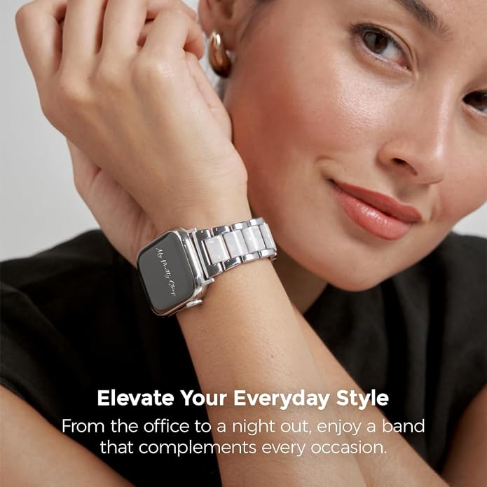 My Pretty Strap - Compatible Apple Watch Band Strap, Stainless Steel Fashion iWatch Replacement Strap- Easy Resizing, No Tool Needed, Fits Most Wrists- Series 1-11, SE and Ultra
