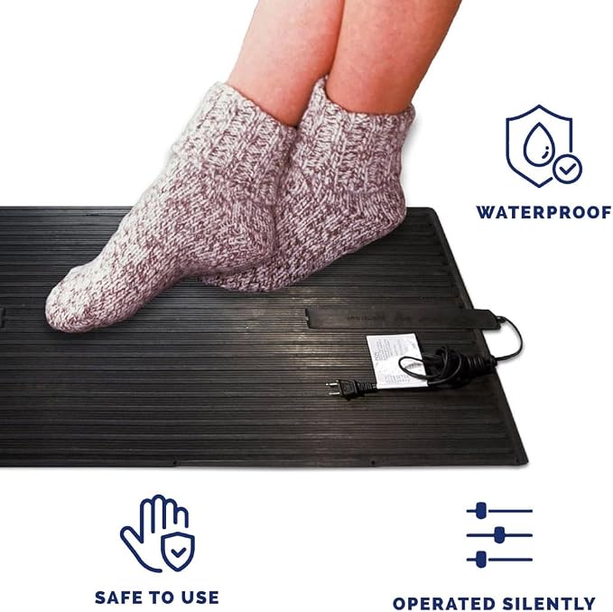 Cozy Products Super Foot Warmer, Portable Heated Rubber Mat, Ideal Space Heater for Home, Office, Garage, and Car, 135 Watts, Black, 36.5" x 16" x 0.25"