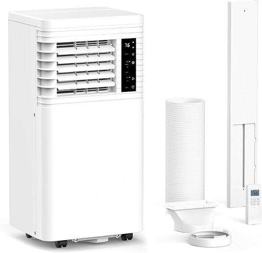 COWSAR 8,000 BTU Portable Air Conditioners Cool Up to 350 Sq.Ft, 4 Modes Portable AC with Remote Control/LED Display/24Hrs Timer/Installation Kits for Home/Office/Dorms, White