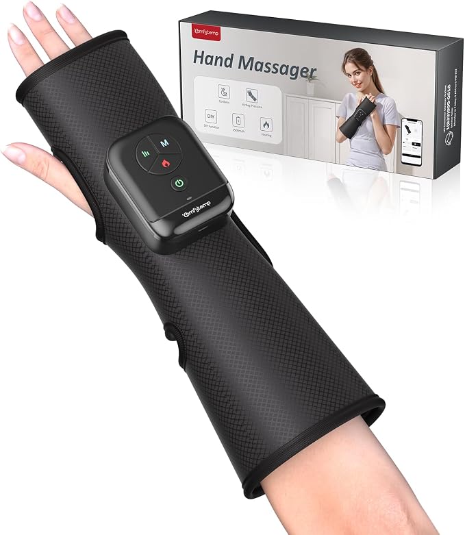 Comfytemp Air Compression Hand and Wrist Massager for Circulation and Pain Relief, Birthday Gifts for Men Women, Forearm Compression Sleeve for Carpal Tunnel, Arthritis, FSA Eligible HSA (Length 13")