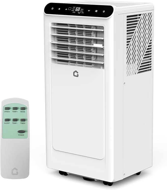 Portable Air Conditioners 8000 BTU, Quiet 3 in-1 Portable AC Unit with Remote Control, Dehumidifier and Timer, Energy Efficient Air Conditioner for Home and Office Spaces, White & Black