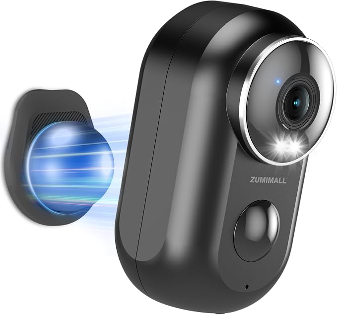 ZUMIMALL 2K Security Cameras Wireless Outdoor, Magnetic Mount, 130° View Outdoor Camera Wireless, 2.4G WiFi Battery Camera Indoor/AI Detection/3MP Color Night Vision/2-Way Talk/Cloud/Alexa/IP66