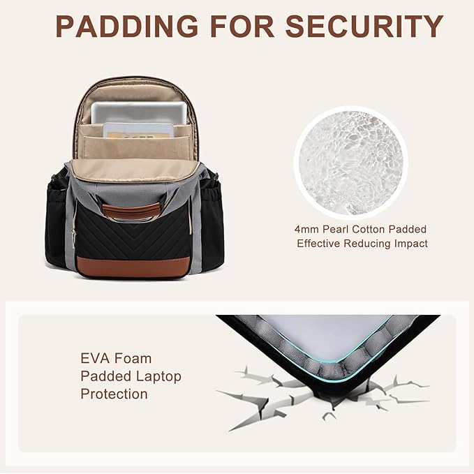 Focdod Laptop Backpack for Women Bookbag: 15.6 inch Work Backpacks with Pouch Pocket for Large Capacity Cup & USB Charger College Book Bag Travel Business Nurse Teacher Bookbags Anti-theft Back Pack