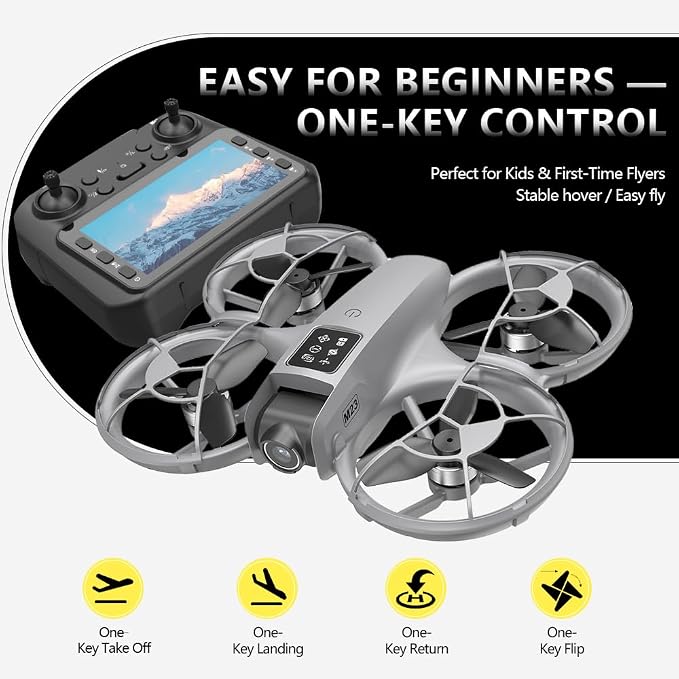 CloudWings Drone with camera for kids and Remote – Beginner RC Drone for Kids with Brushless Motor, Optical Flow Hover, One-Key Takeoff, FPV Video (grey, 3 Batteries)