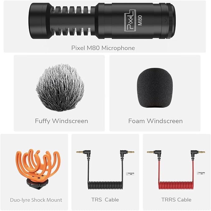 Camera Microphone Shotgun Mic Professional Super Cardioid Video Microphone Perfect for Canon EOS, Nikon DSLR Cameras and Camcorders
