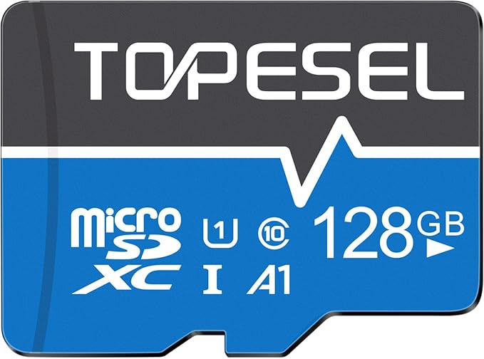TOPESEL 128GB Micro SD Card with Adapter Class 10 Micro SDXC Card UHS-1 Memory Card High Speed TF Card for Camera, Smartphone, Tablet(1Pack 128GB)