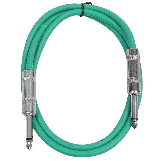 Seismic Audio SASTSX-3Green-6PK 3-Feet TS 1/4-Inch Guitar, Instrument, or Patch Cable, Green