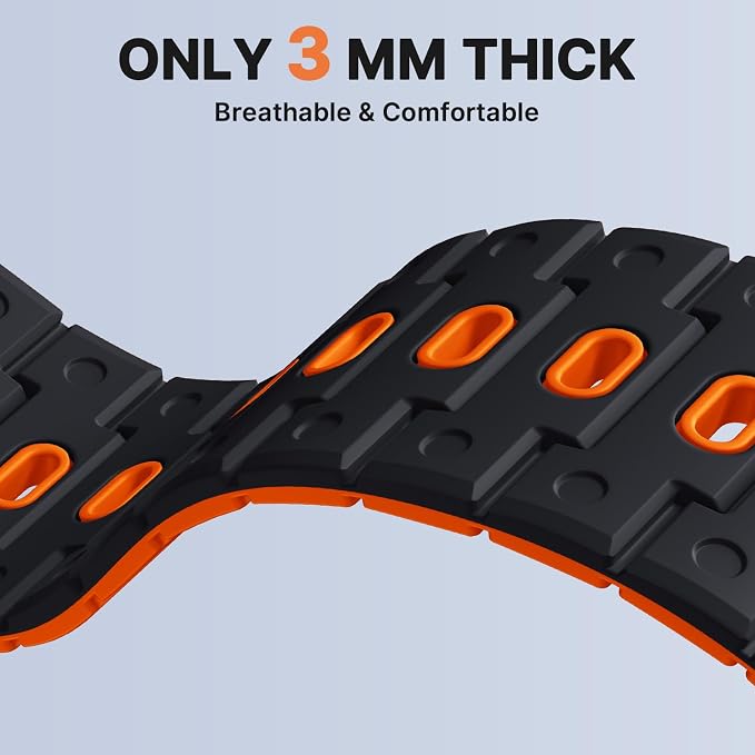 Bandletic Magnetic Silicone Watch Band - 20mm Quick Release Watch Bands, Breathable Soft Sport Outdoor Rugged Straps Compatible with Samsung Watch 7 Bands for Men Women, Black/Orange