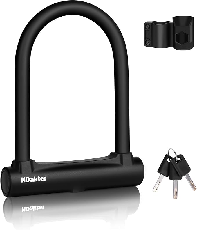 NDakter Bike Locks,17mm Shackle Heavy Duty Anti Theft Bike U Lock with 3 Keys ANG Sturdy Mounting Bracket, Perfect for Bicycles Scooters Mountain, Electric, Folding Bike, Moped, Tricycle
