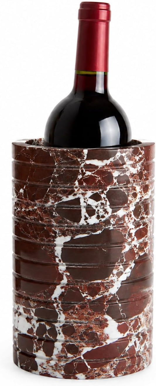 Purple Marble Wine Chiller for 750ml Wine & Champagne Bottles | Red Stone Wine Bottle Cooler Holder, Decorative Bar Cart and Dining Table Wine Holder