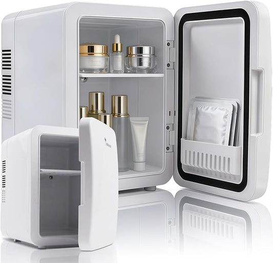 Mini Fridge, 4L/6 Can Portable Personal Refrigerator - Cooler and Warmer, Ideal for Car Use and for Skin Care, Cosmetics, Beverage, Food, Great for Bedroom, Office, Dorm