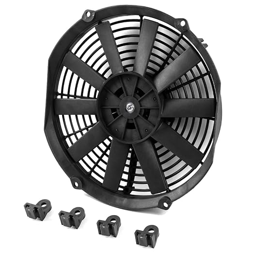DNA Motoring 12 Inch High Performace Electric Cooling Slim Radiator Fan with Mount Kit, Black, RAF-12+FMK