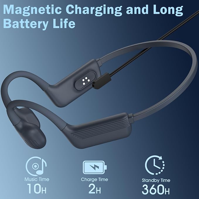 Swimming Headphones-Bone Conduction Headphones, IP68 Waterproof Open Earphones, LiteSurge Bluetooth 5.4 Underwater Sport Earbuds with 32 GB MP3 Memory for Swimming, Marathon-Dark Gray