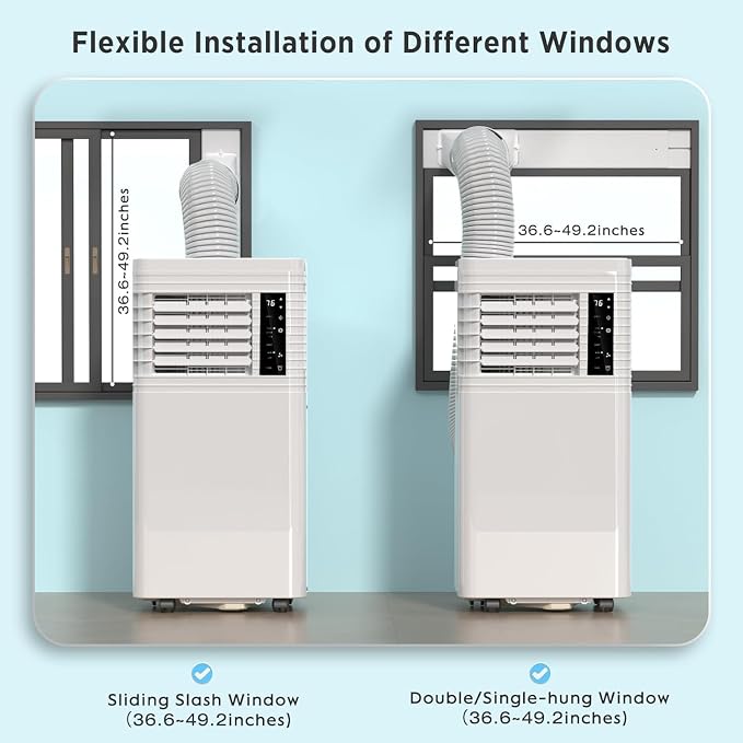 COWSAR 8,000 BTU Portable Air Conditioners Cool Up to 350 Sq.Ft, 4 Modes Portable AC with Remote Control/LED Display/24Hrs Timer/Installation Kits for Home/Office/Dorms, White