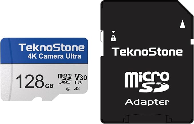 Camera 128GB MicroSDXC Flash Memory with Adapter 180MB/s Read 130MB/s Write Speed UHS-I C10 U3 V30 A2 Rated 4K/5K UHD Support TF Card Suitable for GoPro DJI Insta360 Cameras Drones (1 Pack)