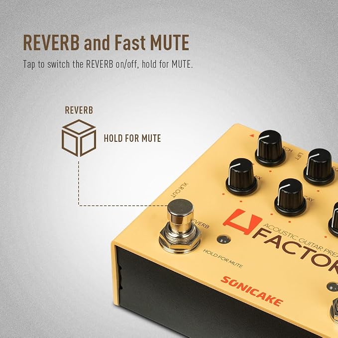 SONICAKE Acoustic Guitar Effects Pedal with Analog Preamp and Digital Reverb Acoustic Instruments with XLR Output - A Factory