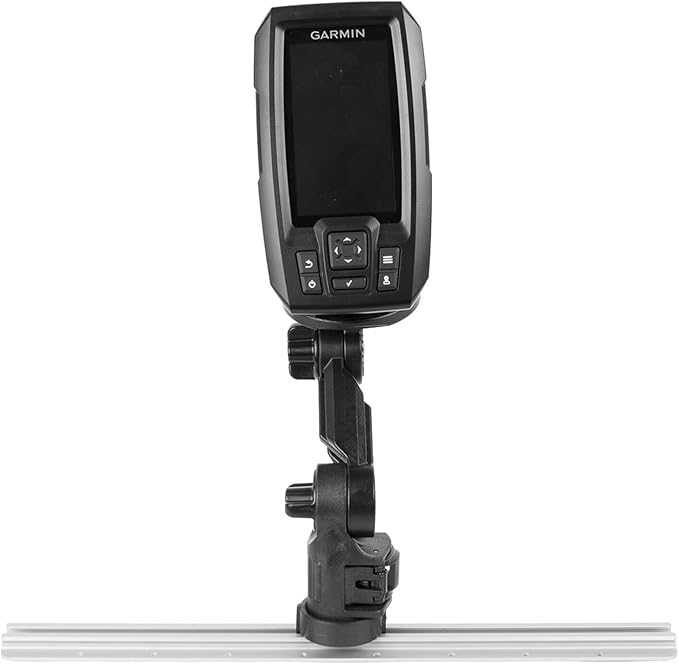 YakAttack Round Base Fish Finder Mount | Kayak Track Mount | Fits Garmin Striker 4 & Raymarine Dragonfly 7 Pro | Secure Kayak Rail Mount | Works with GearTrac & MightyMount | Hardware Included