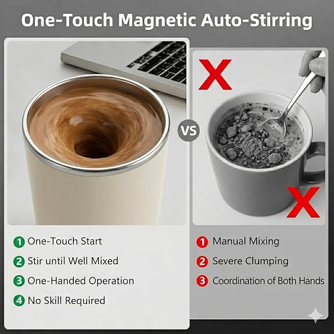 Self Heated Stirring Coffee Mug Set of 2, 10oz Cup with Warmer, RoseGreen | 3 temp settings, stainless steel interior, 8-hour auto shut-off, plug-in desk mug with Warmer gift set for office home