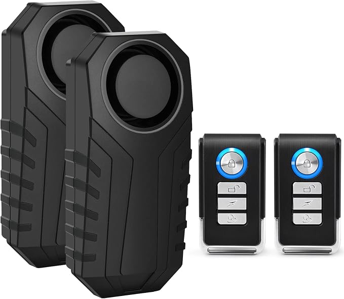 USUPERINK Bike Alarms for Ebikes, 2Pcs Wireless Bike Alarm with Remote, Anti-Theft Bicycle Motorcycle Alarm Wireless Security Vibration Motion Sensor Alarms, IP65 Waterproof Super Loud 113dB