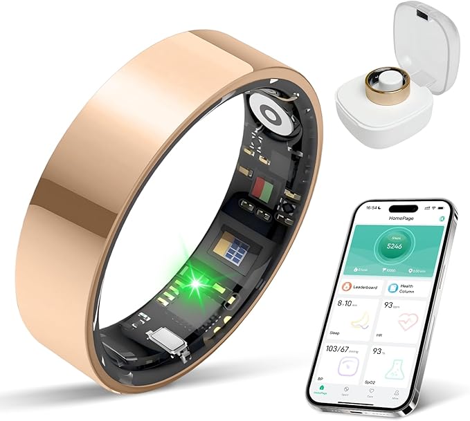 New Smart Ring Health Tracker for Women & Men, Sleep Exercise Health Monitoring, Daily Tracking, iOS/Android Compatible, IP68 Waterproof, No Subscription Required, 5‑Day Battery Life (Rose Gold, 11)